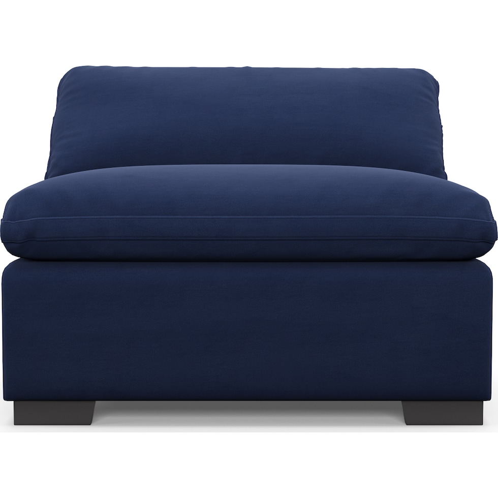 plush blue armless chair   