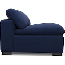 plush blue armless chair   