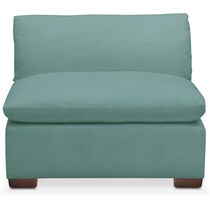 plush blue armless chair   