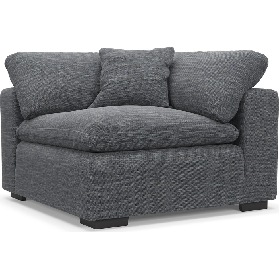 plush blue corner chair   
