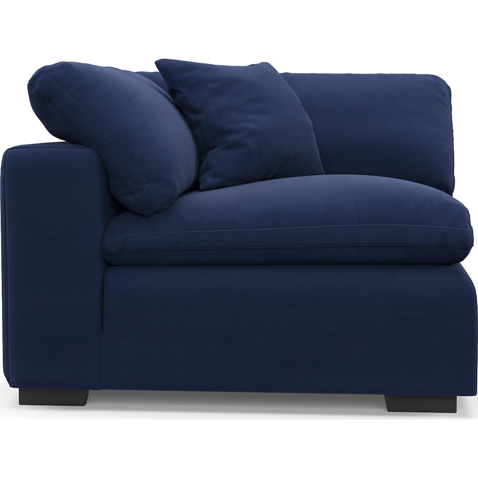 plush blue corner chair   