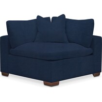 plush blue corner chair   
