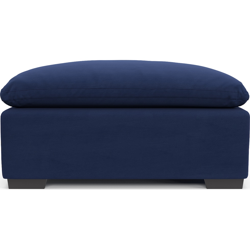 plush blue ottoman   