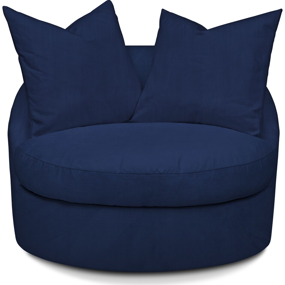 plush blue swivel chair   