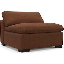 plush dark brown armless chair   