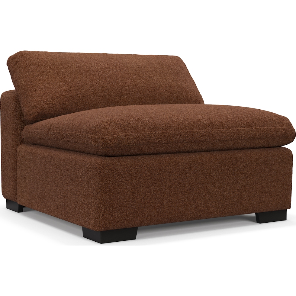 plush dark brown armless chair   