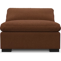 plush dark brown armless chair   