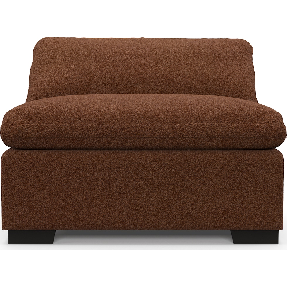 plush dark brown armless chair   