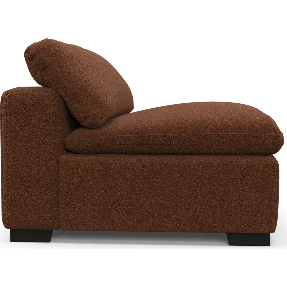 plush dark brown armless chair   
