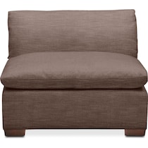 plush dark brown armless chair   