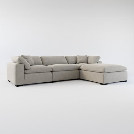 Plush Core Comfort 3-Piece Sofa and Ottoman - Abington Fog
