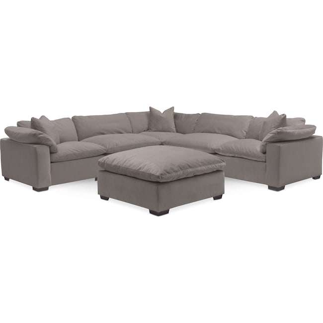 Living Room Furniture - Plush 5-Piece Sectional with Ottoman