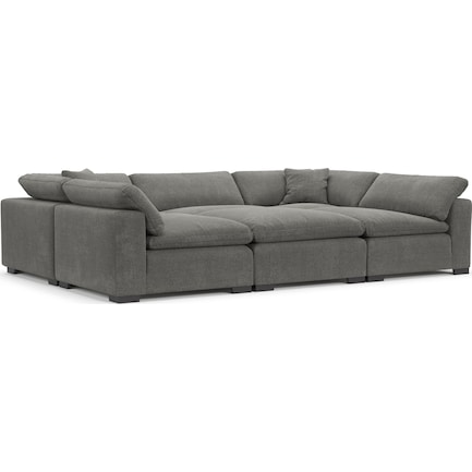 Plush Feathered Comfort 6-Piece Pit Sectional - Living Large Charcoal