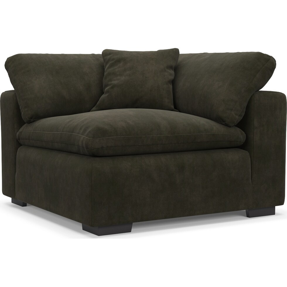 plush green armless chair   