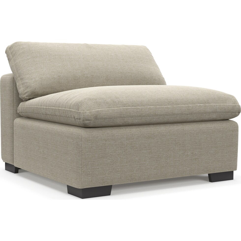 plush light brown armless chair   