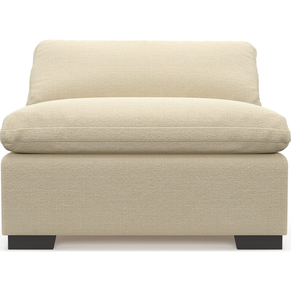 plush light brown armless chair   