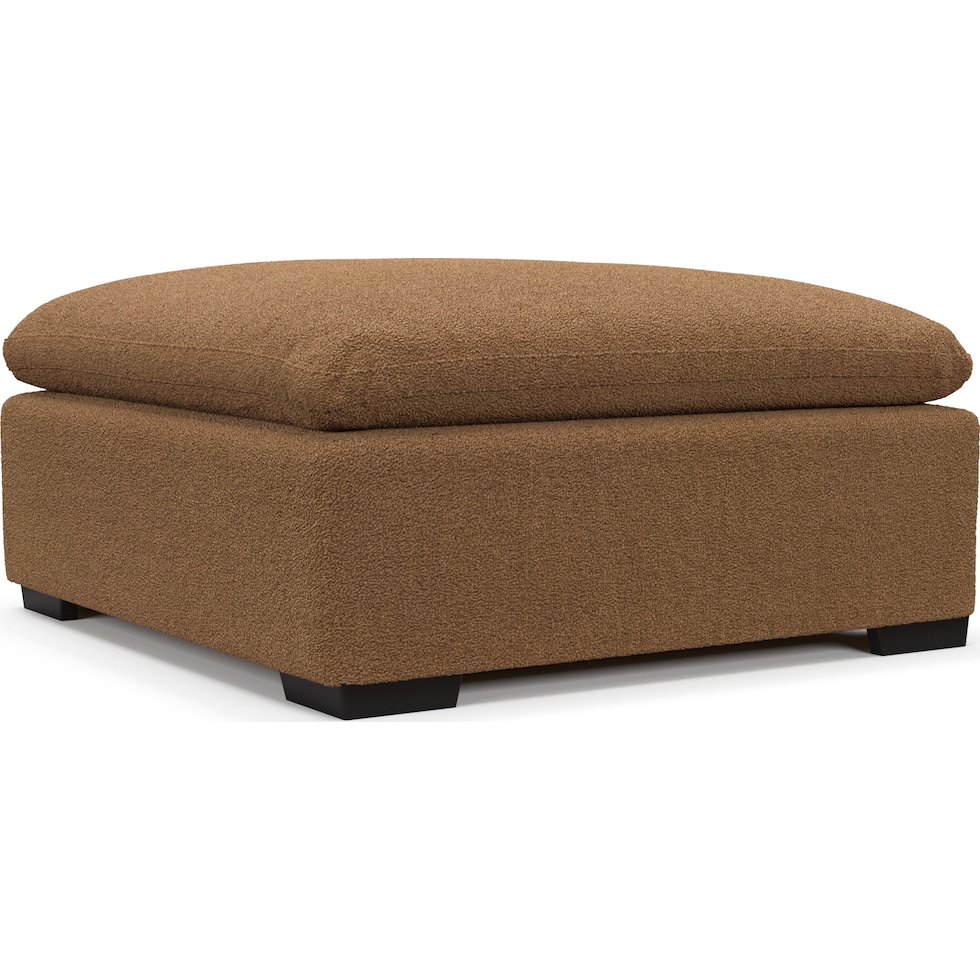 plush light brown ottoman   