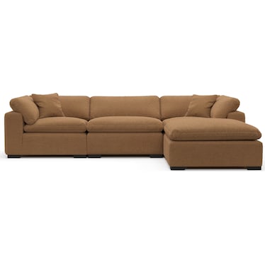 Plush Feathered Comfort Sectional - Texel Caramel