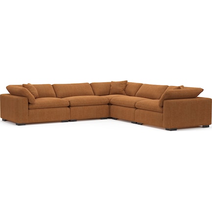 Plush Feathered Comfort 5-Piece Sectional - Contessa Ginger