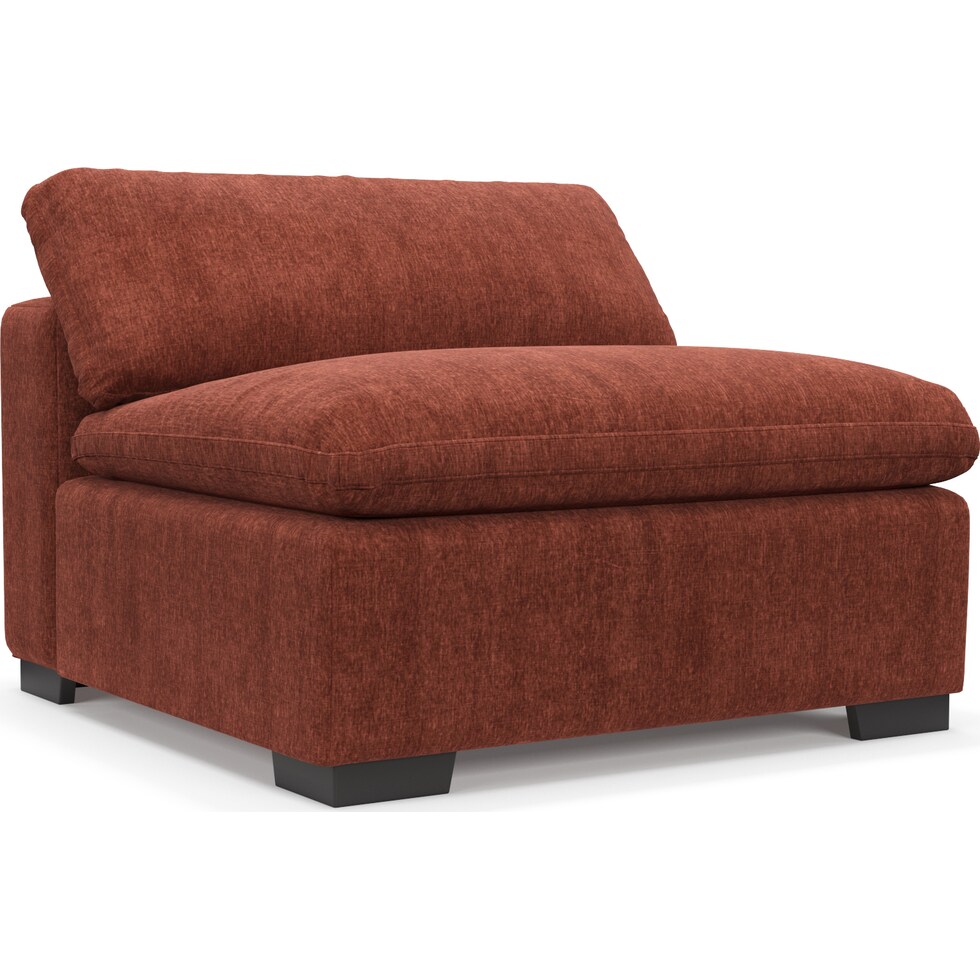 plush orange armless chair   