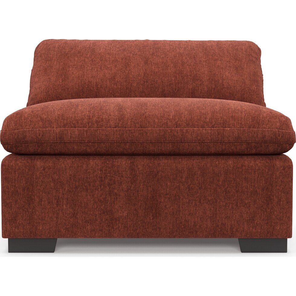 plush orange armless chair   