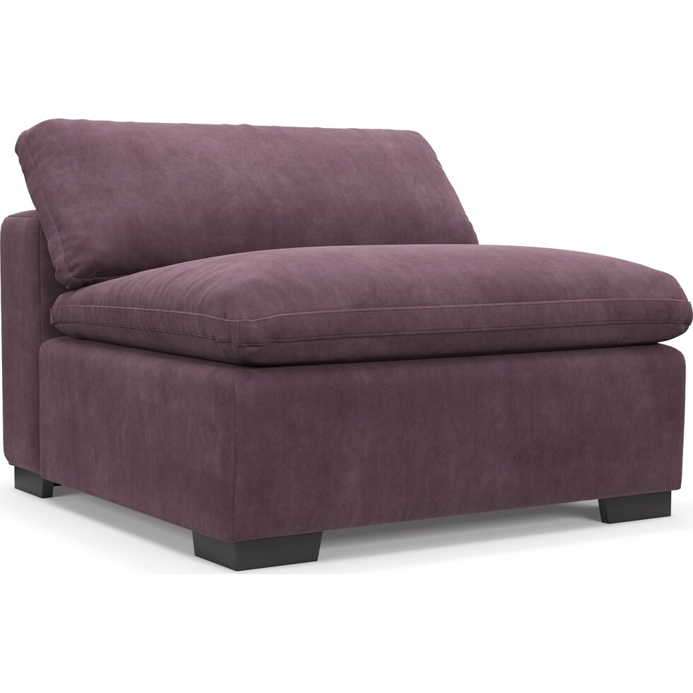 plush purple armless chair   
