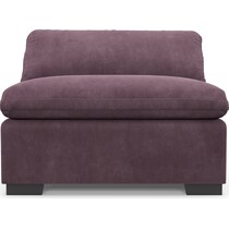 plush purple armless chair   