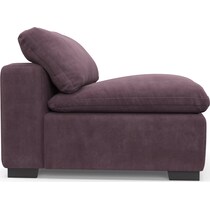 plush purple armless chair   