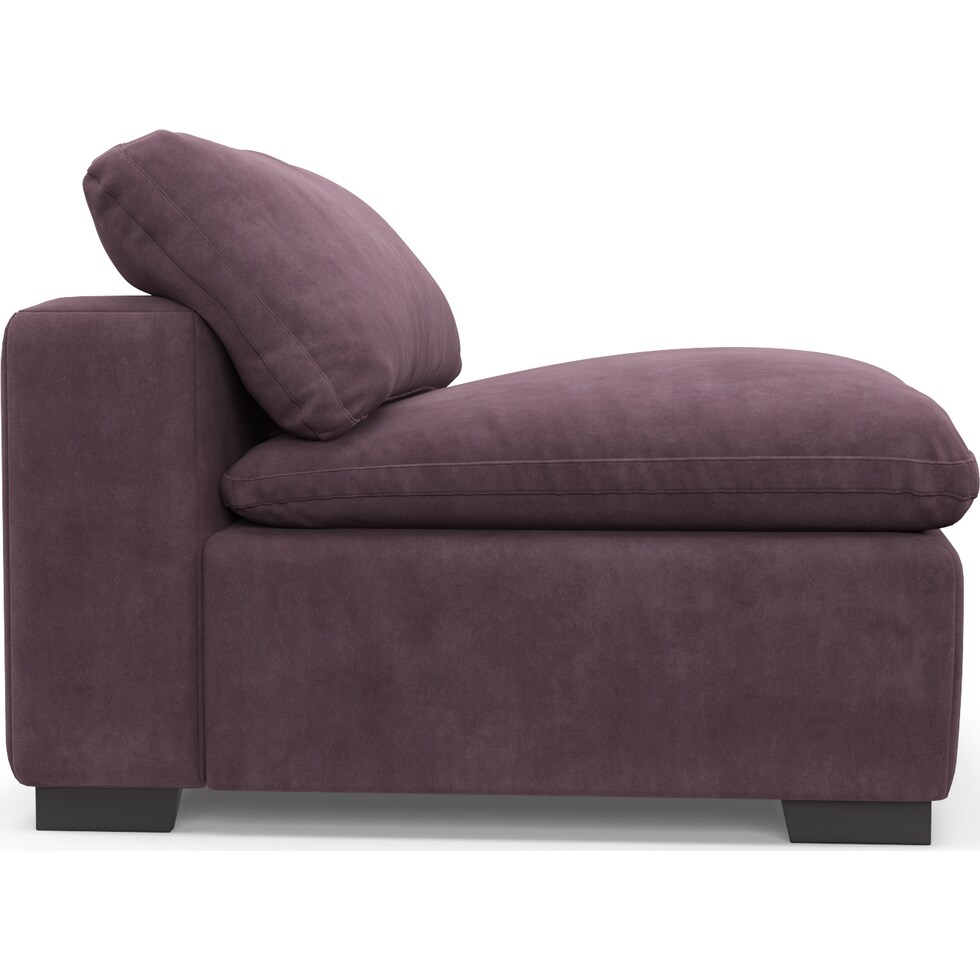plush purple armless chair   