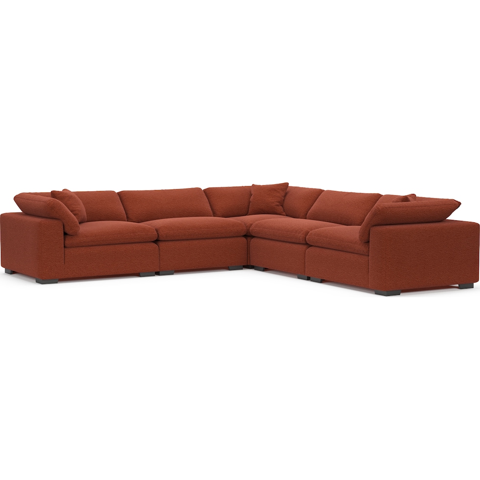 plush red  pc sectional   
