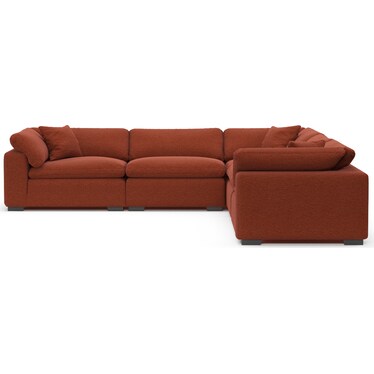 Plush Feathered Comfort 5-Piece Sectional - Bloke Clay