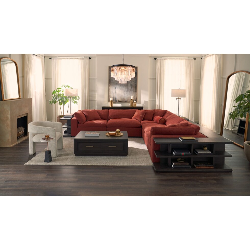 plush red  pc sectional   