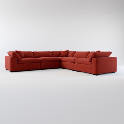 Plush Feathered Comfort 5-Piece Sectional - Bloke Brick