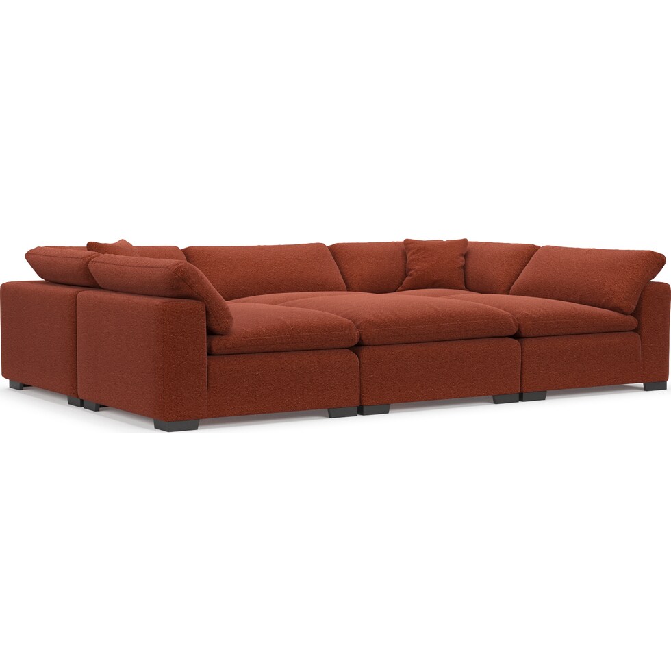 plush red  pc sectional   