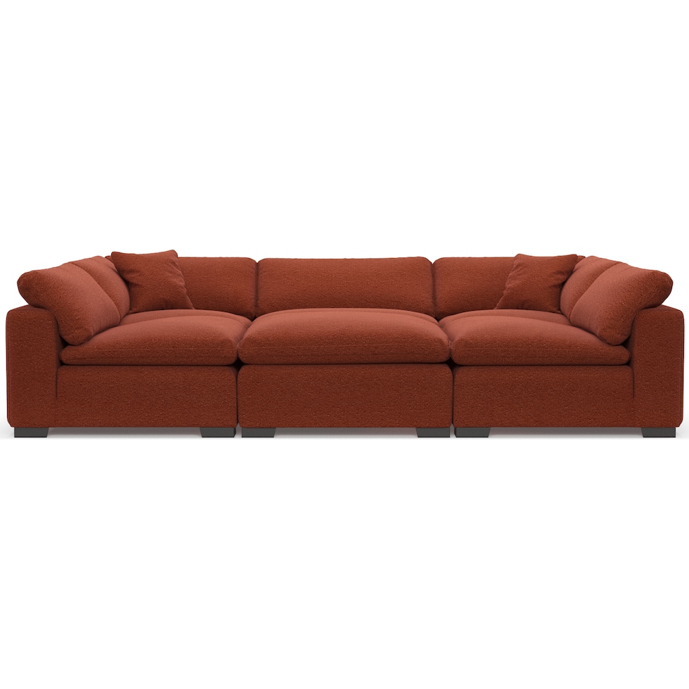plush red  pc sectional   