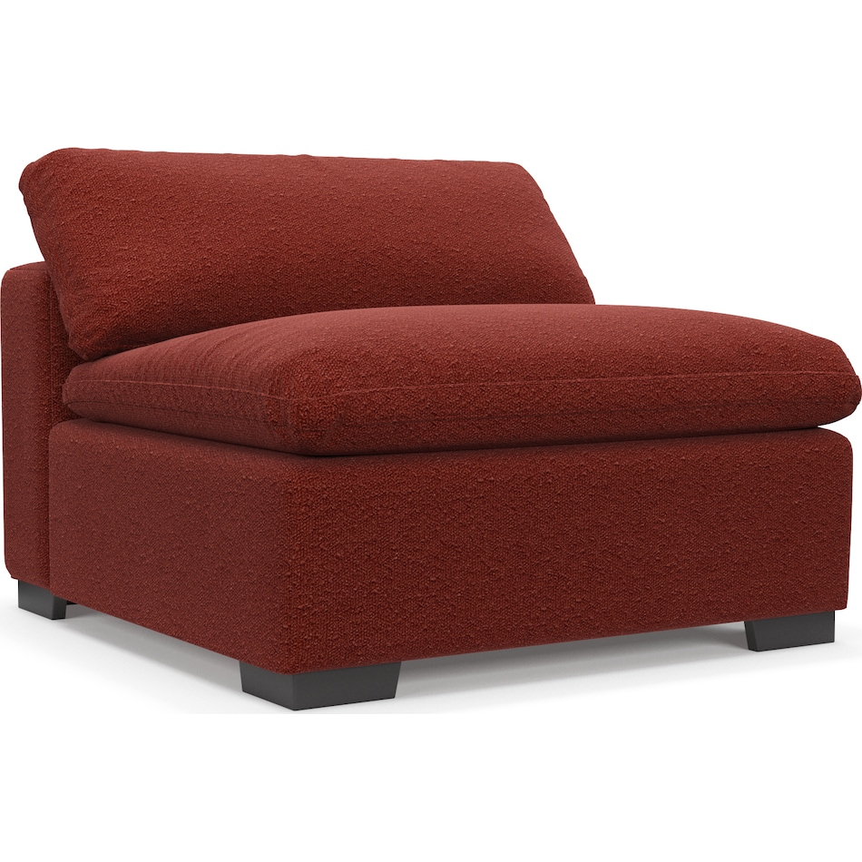 plush red armless chair   