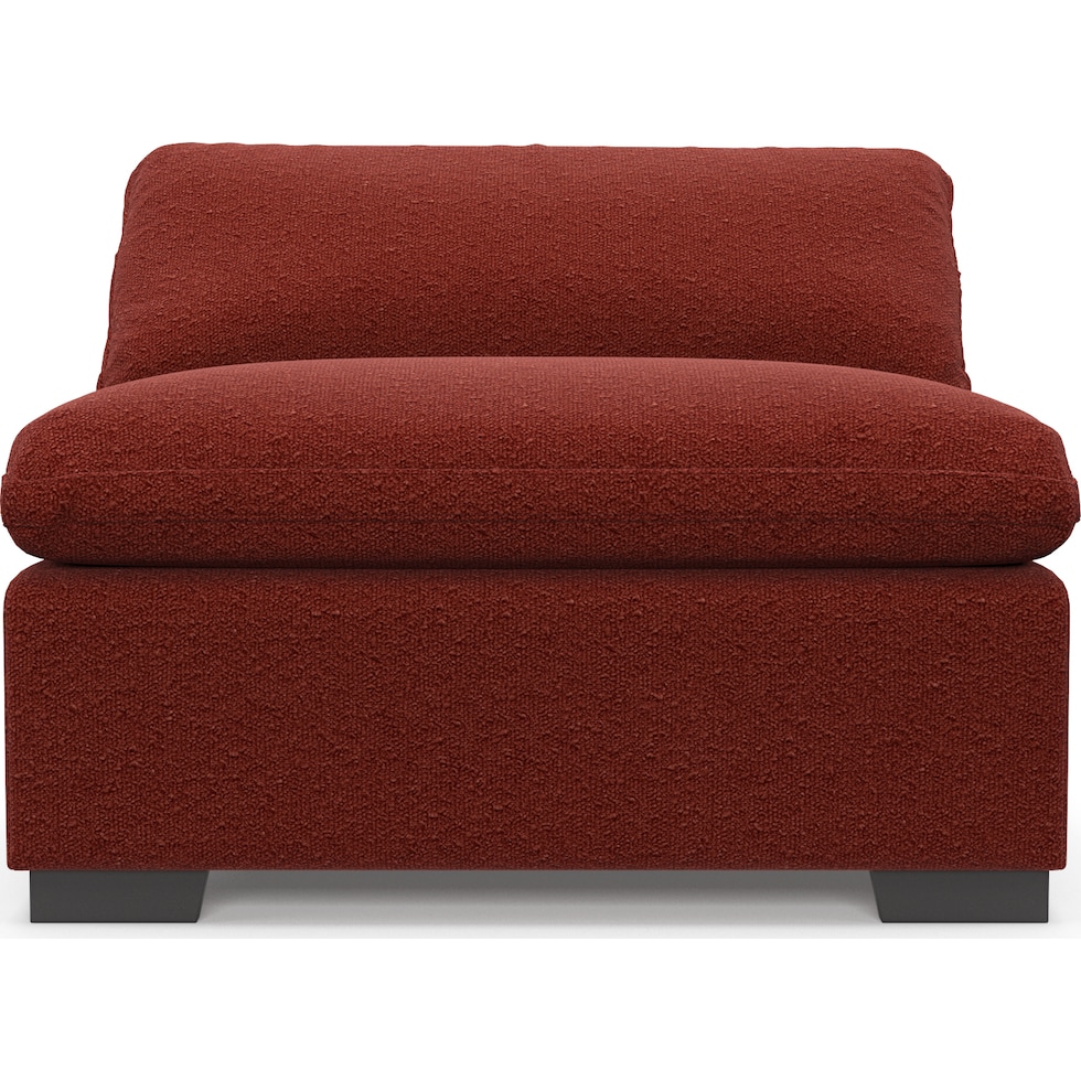 plush red armless chair   