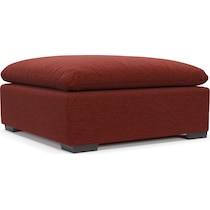 plush red ottoman   