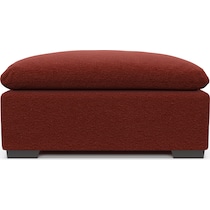 plush red ottoman   