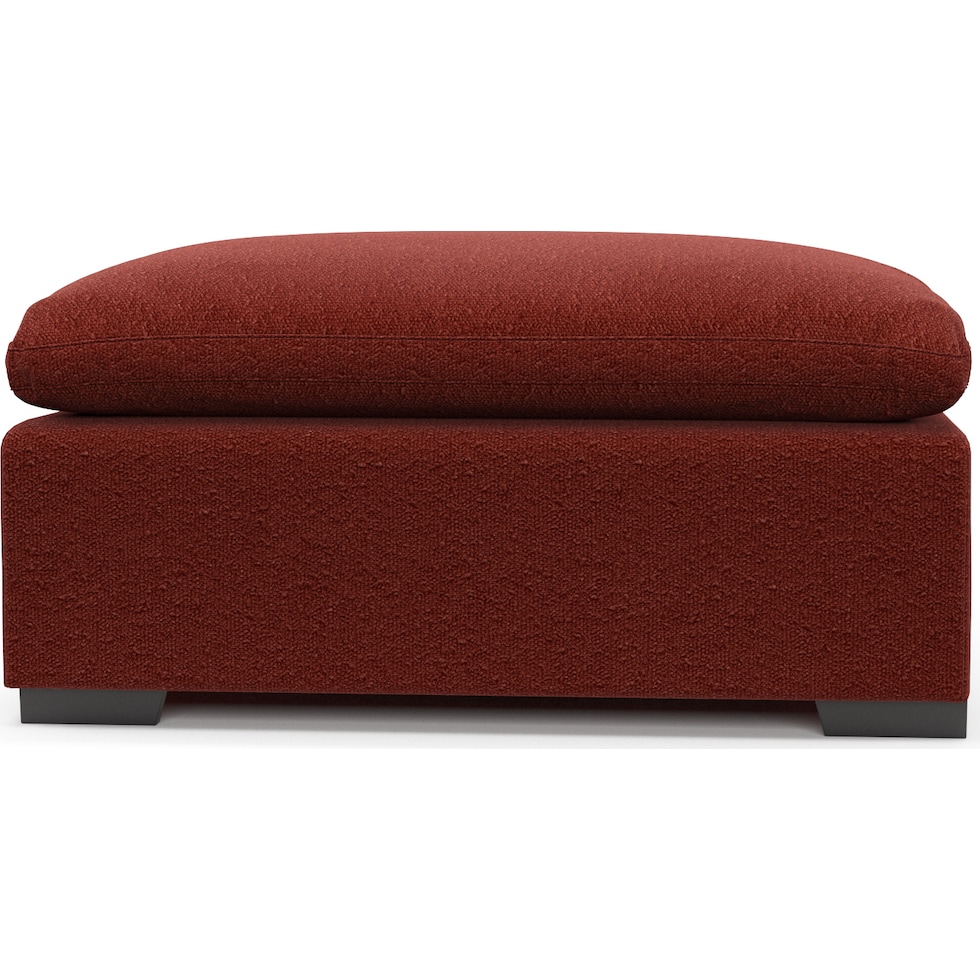 plush red ottoman   