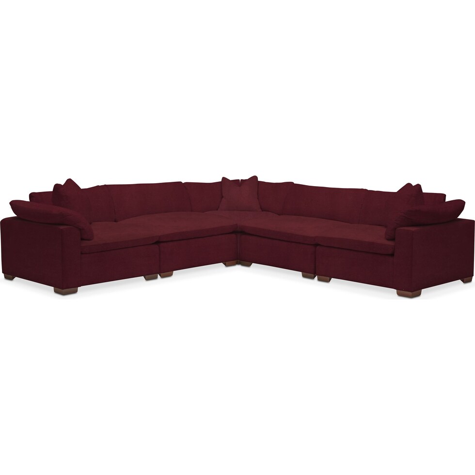 plush red sectional   