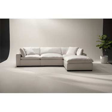Plush Feathered Comfort 3-Piece Sofa and Ottoman - Anders Ivory