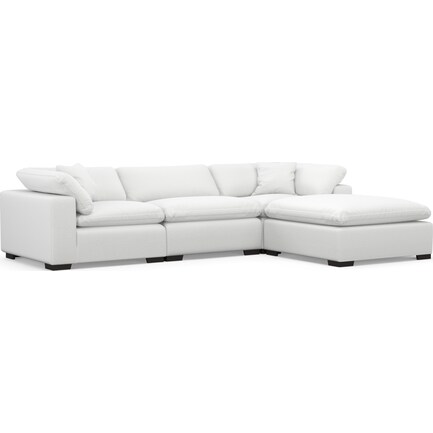Plush Feathered Comfort 3-Piece Sectional and Ottoman - Lovie Chalk