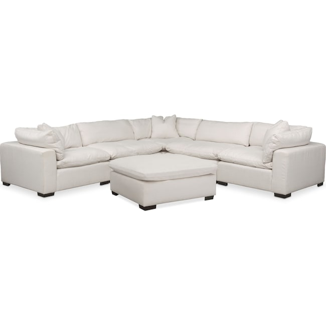 Living Room Furniture - Plush 5-Piece Sectional with Ottoman