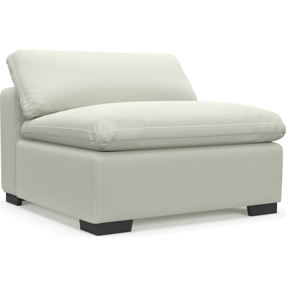 plush white armless chair   