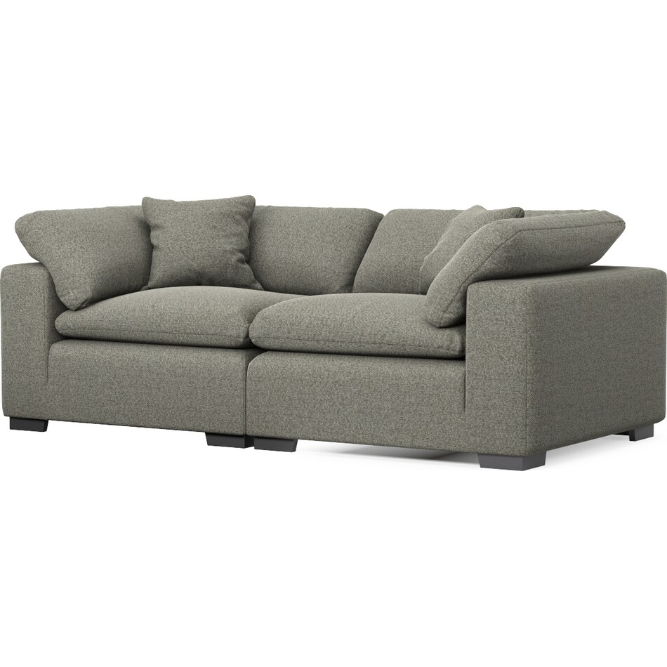 Plush Feathered Comfort 2Piece Sofa Bloke Smoke American Signature
