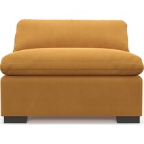 plush yellow armless chair   