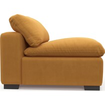plush yellow armless chair   