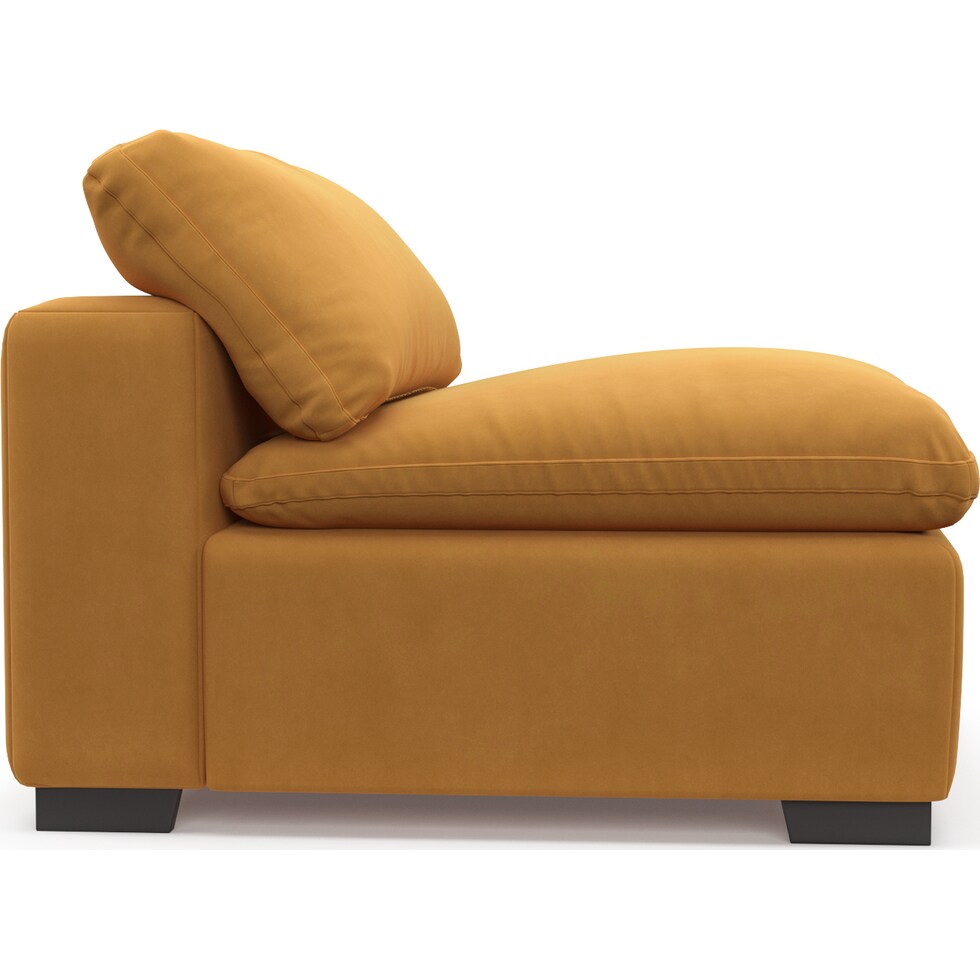 plush yellow armless chair   