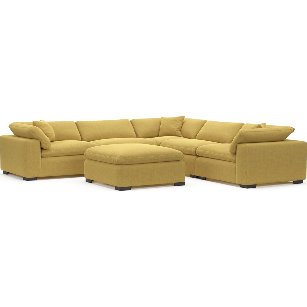 plush yellow sectional   